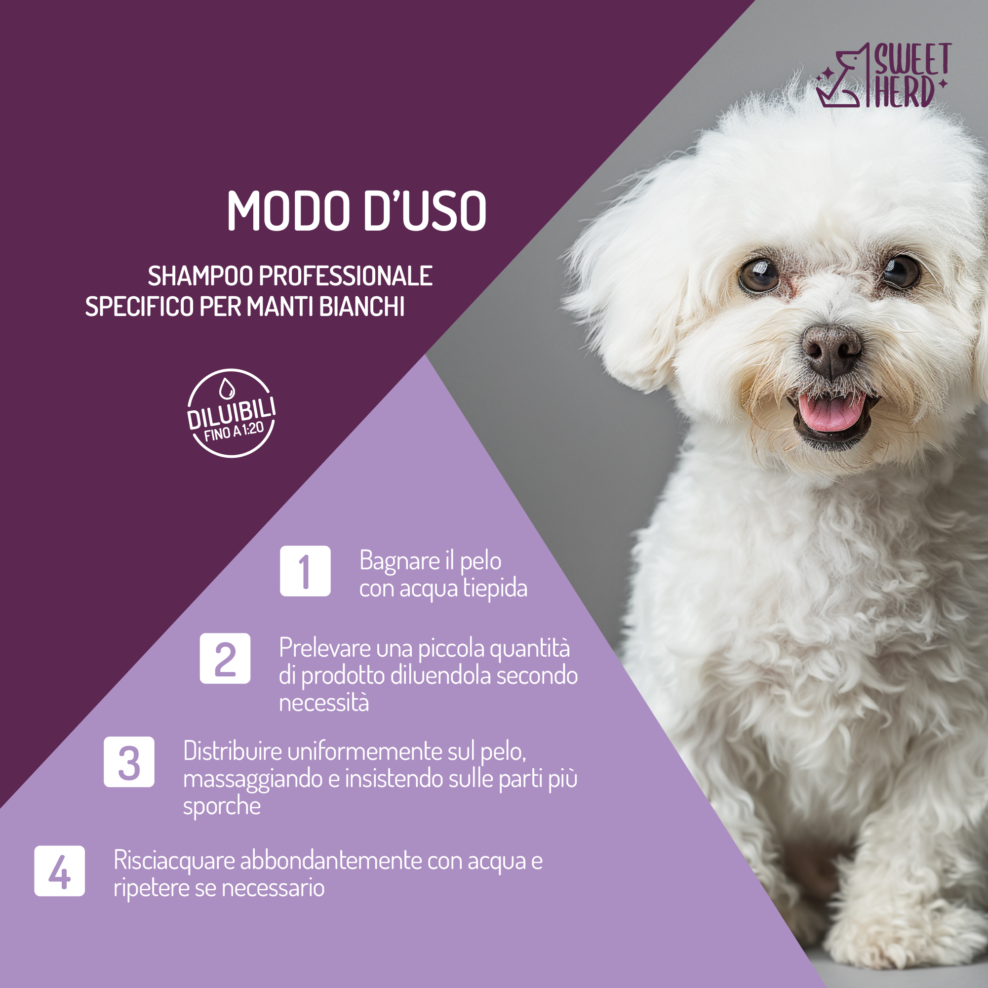 Shampoo specifico per Manti Bianchi al Profumo Talco – Cani