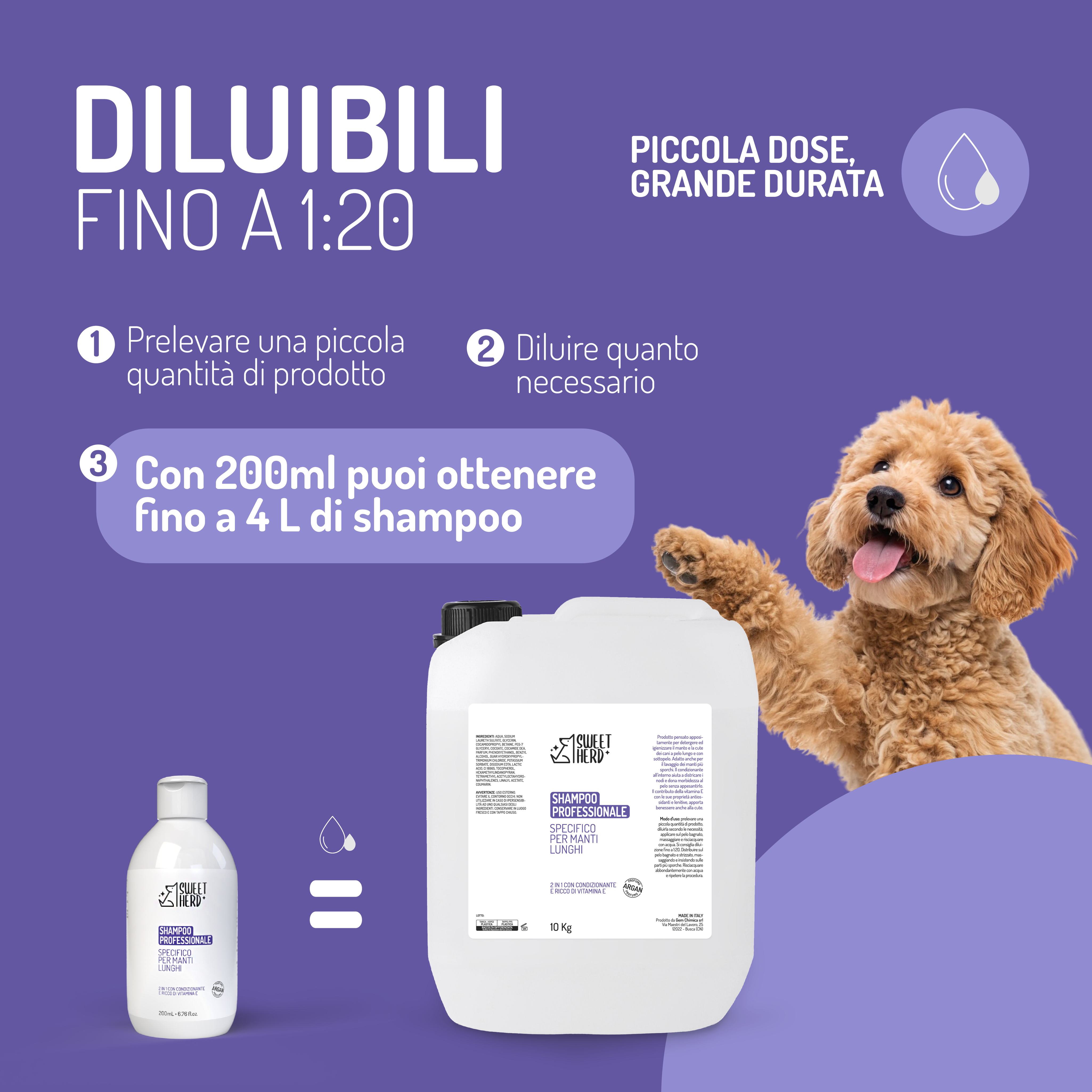Shampoo 2 in 1 per Manti Lunghi – Cani